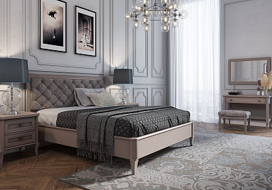 Спальня Онтарио 1, тип кровати Комбинированные, цвет Серый камень